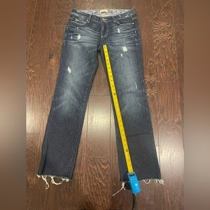 Paige Wilshire Blvd Distressed Blue Wash Straight Leg Jeans Size 27